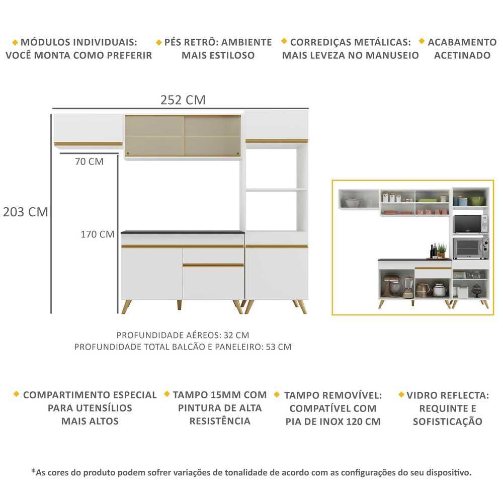 Armário de Cozinha Compacta 4 peças MP3691 Veneza GW Multimóveis Branca