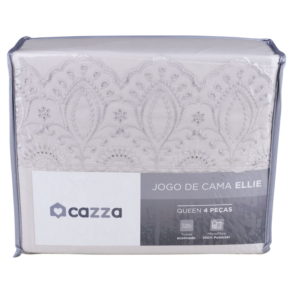 Jogo de Cama Queen Cazza Ellie em Microfibra Cinza 4 Peças