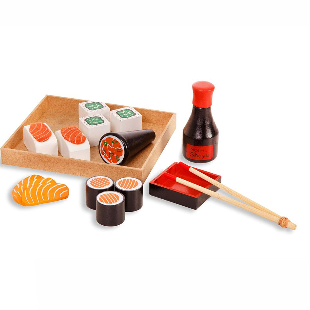 Brincando de Comidinhas - Kit Sushi - Madeira - 348 - New Art