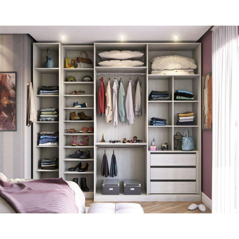 Guarda Roupa 3 Peças Com Sapateira, 3 Gavetas, Legno Crema