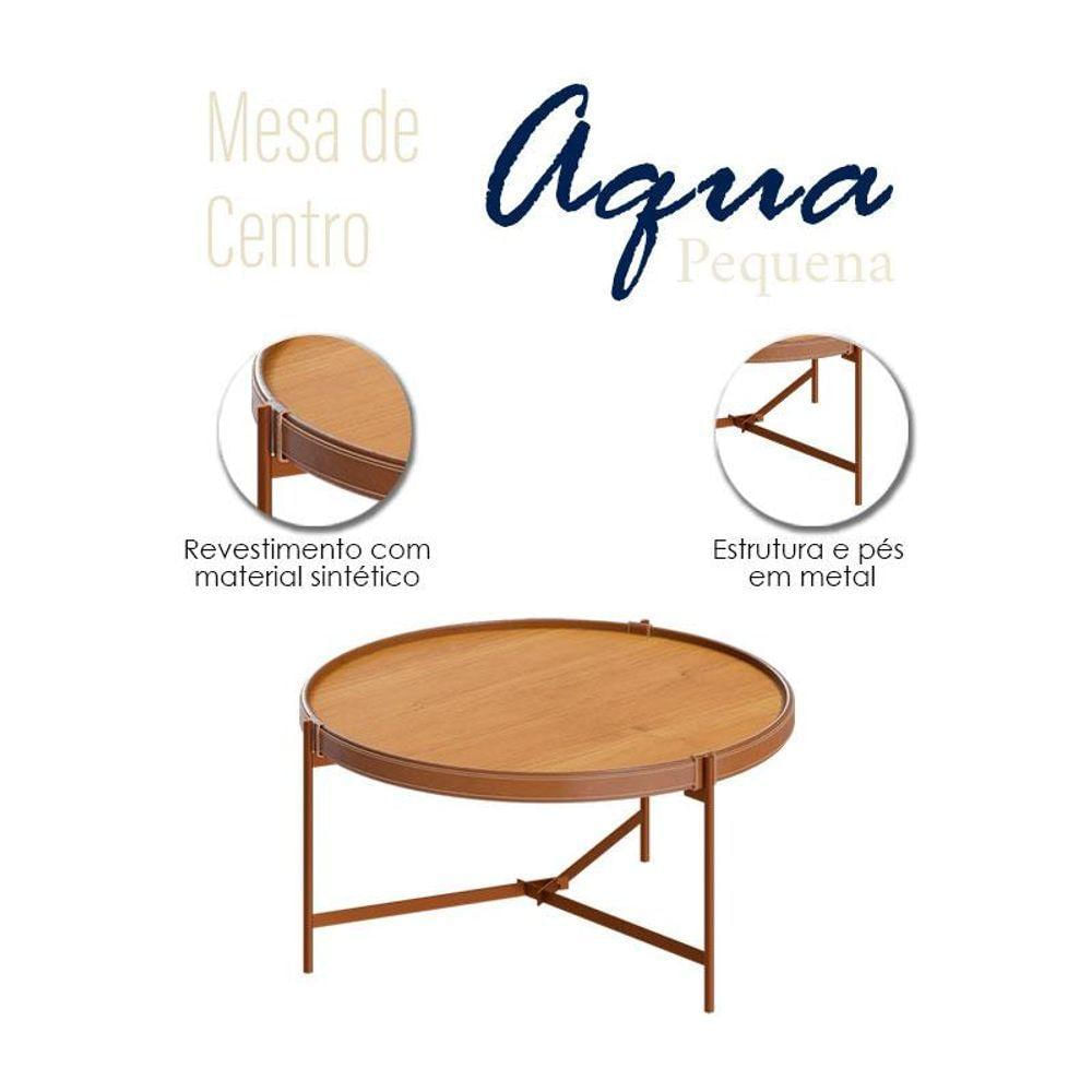 Mesa De Centro Ambiente Aqua Pequena Nature Cobre - Imcal