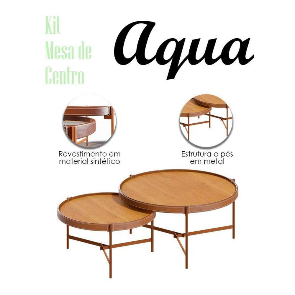 Kit Mesa De Centro Ambiente Aqua Nature Cobre - Imcal