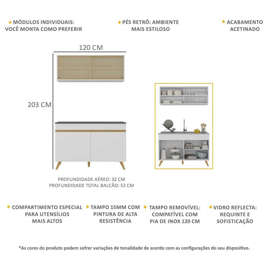 Armário de Cozinha Compacta 2 peças  Veneza Multimóveis MP2140.156 Branco