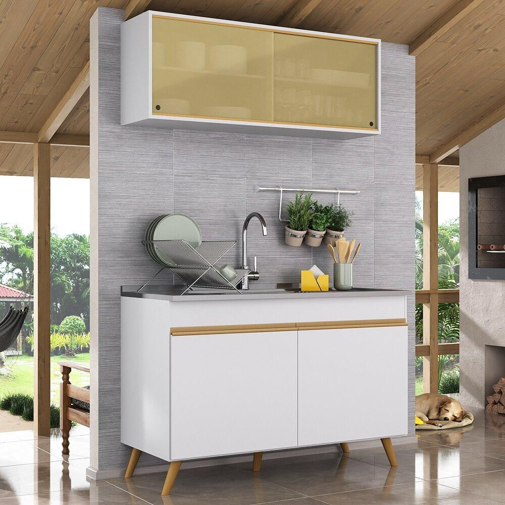 Armário de Cozinha Compacta 2 peças  Veneza Multimóveis MP2140.156 Branco