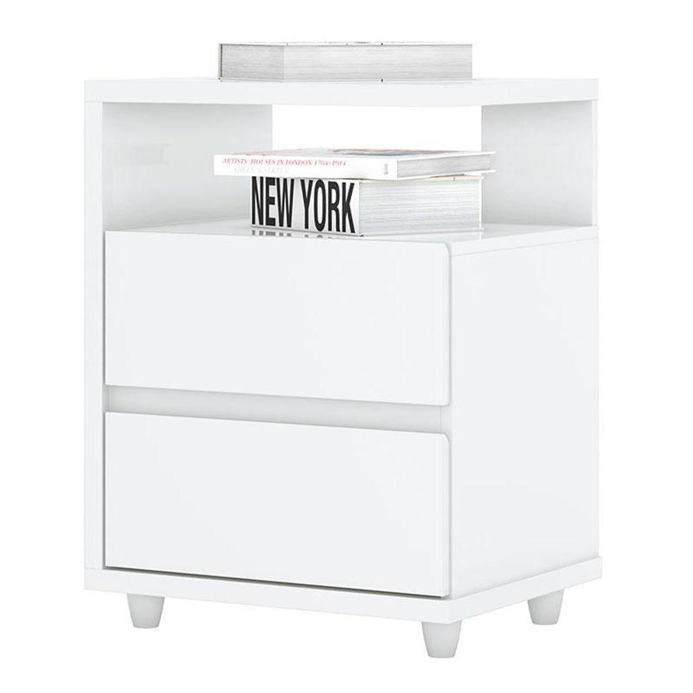 Mesa De Cabeceira Campeche Branco Brilho - Henn