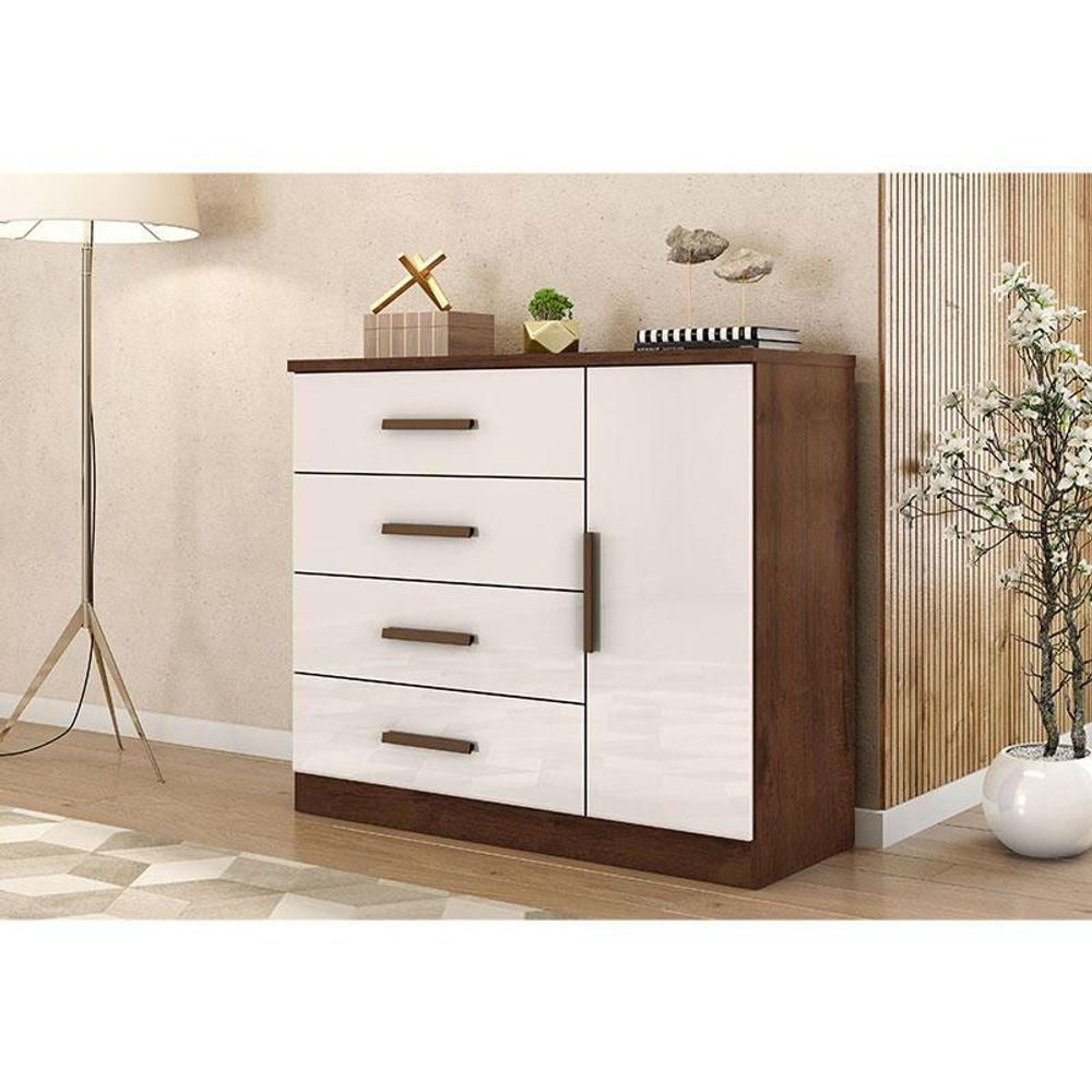 Cômoda Sapateira Gênova Plus Jacarandá Off White - Zanzini