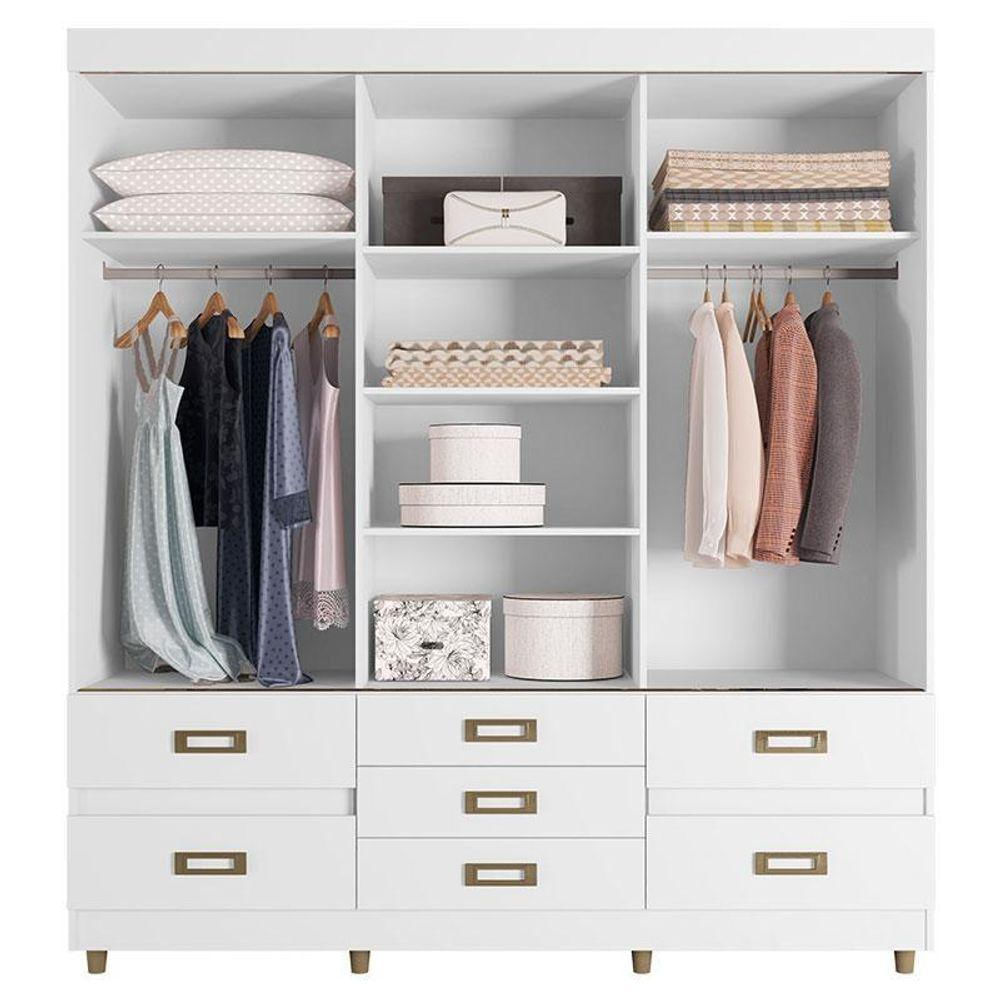 Quarto De Casal Guarda Roupa 37020 Com Cabeceira Luiza 140 Cm Branco - Araplac