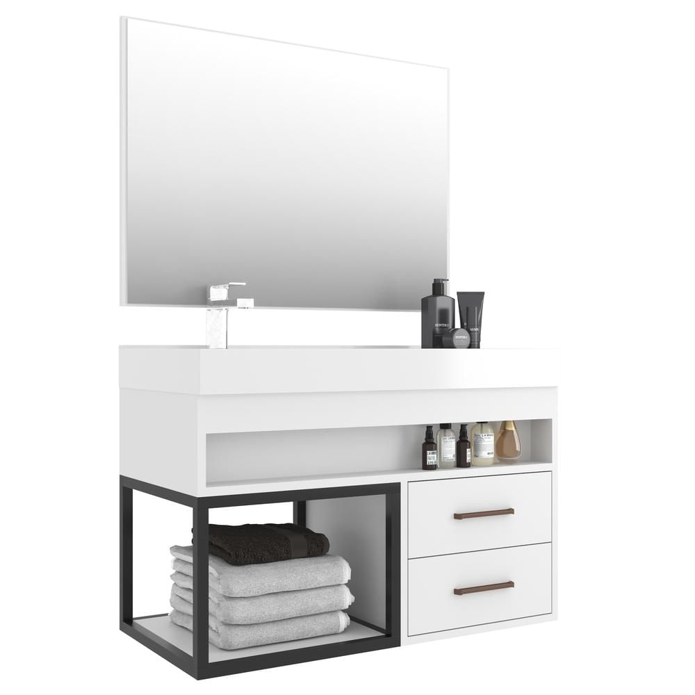 Gabinete Banheiro com Cuba e Espelheira 80cm Multimóveis CR10071 Branco