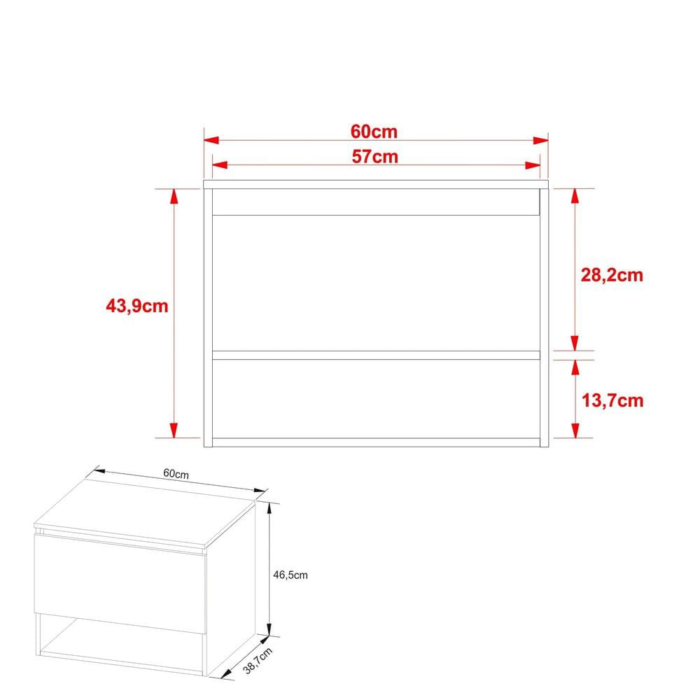 Gabinete Banheiro 1 Porta 60cm Suspenso Multimóveis CR10086 Mármore Lunar