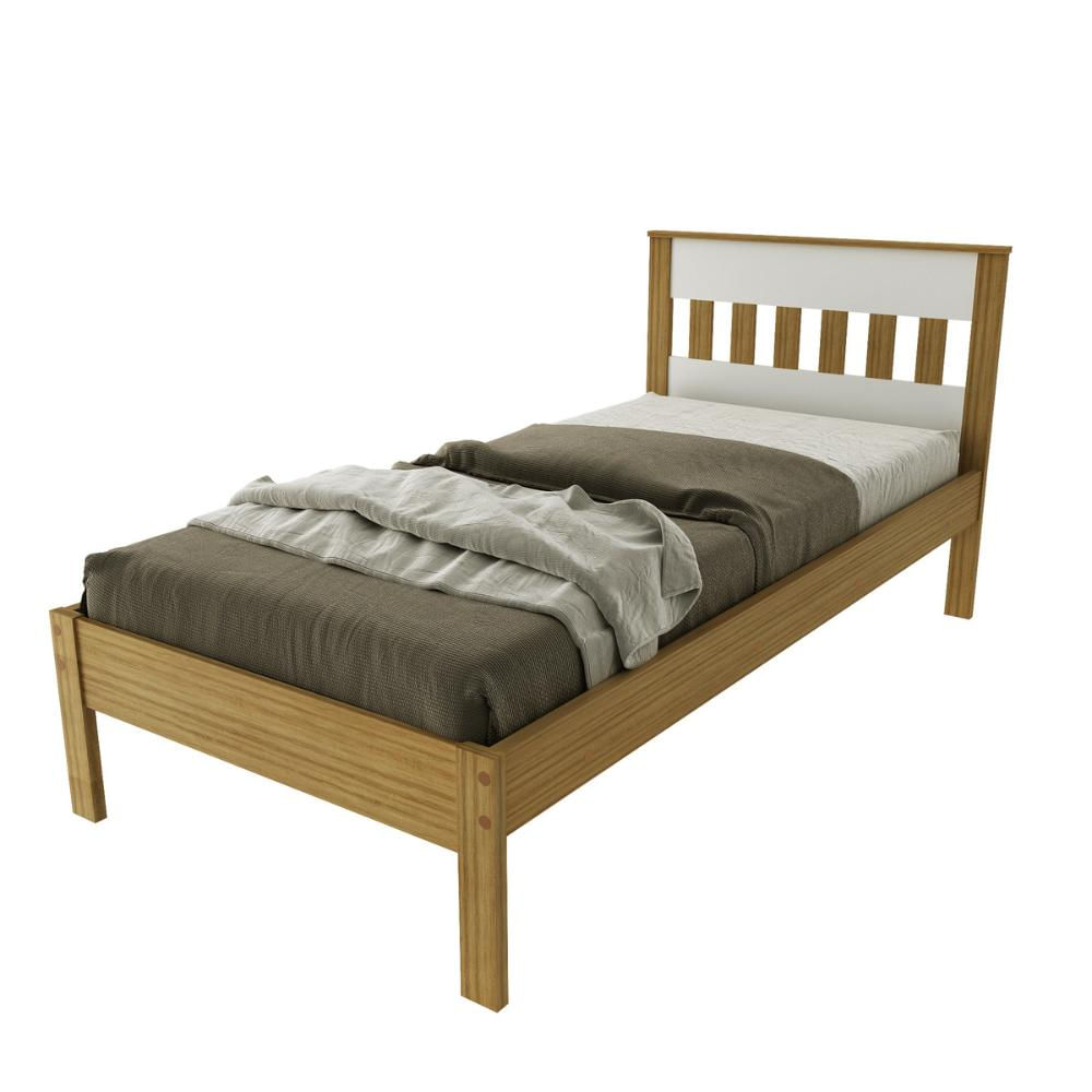 Cama de Solteiro para Colchão 88 x 188 cm Multimóveis CR35010 Amendoa/Branca