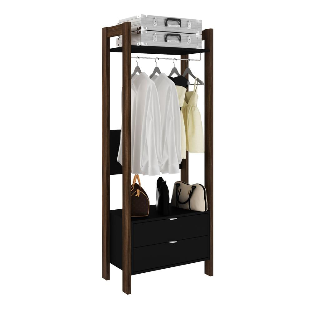 Armário Closet com 2 Gavetas Multimóveis CR35001 Preto/Nogal