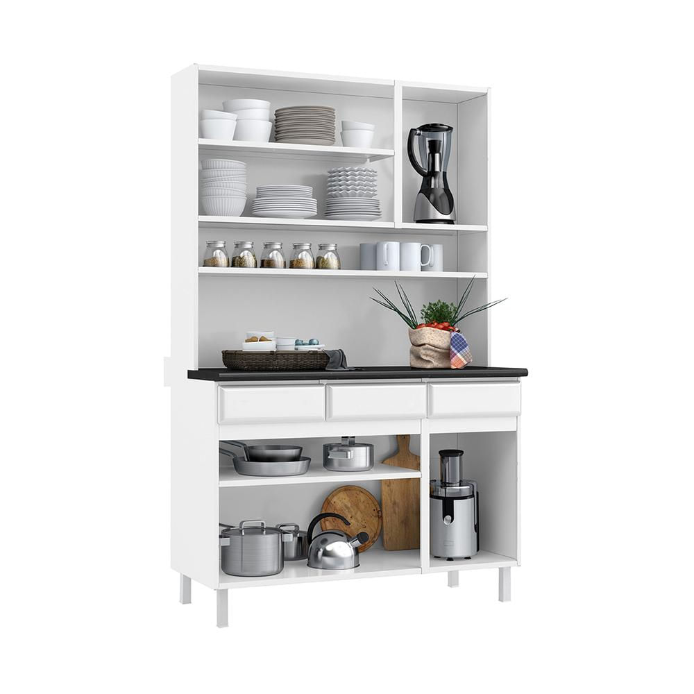 Armário de Cozinha de Aço Kit Triplo 120cm Clara Multimóveis CR6150 Branco