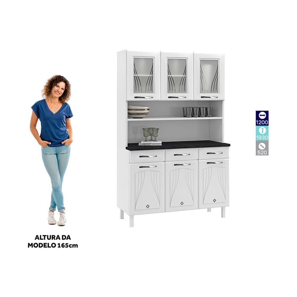 Armário de Cozinha de Aço Kit Triplo 120cm Clara Multimóveis CR6150 Branco