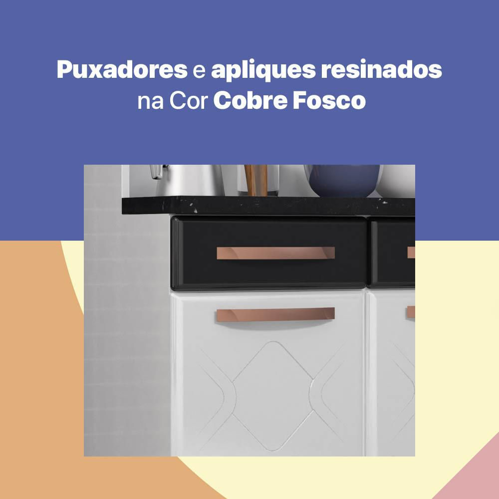 Armário de Cozinha de Aço Kit Triplo 120cm Regina Multimóveis CR6130 Branco/Preto