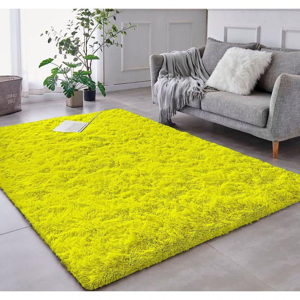 Tapete Sala Felpudo Peludo 200 X 240 Cm Amarelo