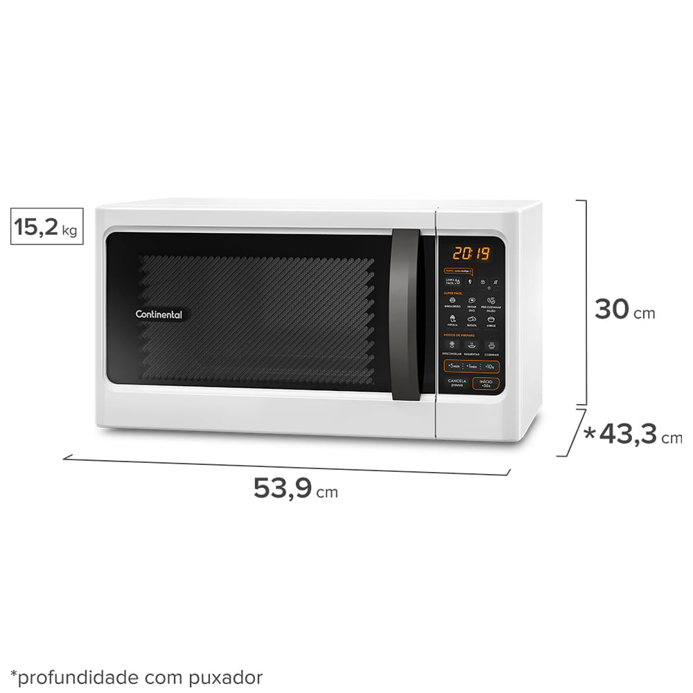 Micro-ondas Continental Branco 34 Litros com Função Descongelar (MC34B) 127V