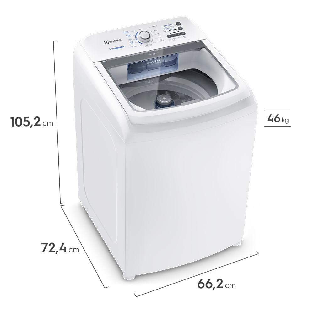 Máquina de Lavar Electrolux 15kg Branca Essential Care com Cesto Inox e Jet&Clean (LED15) 220V