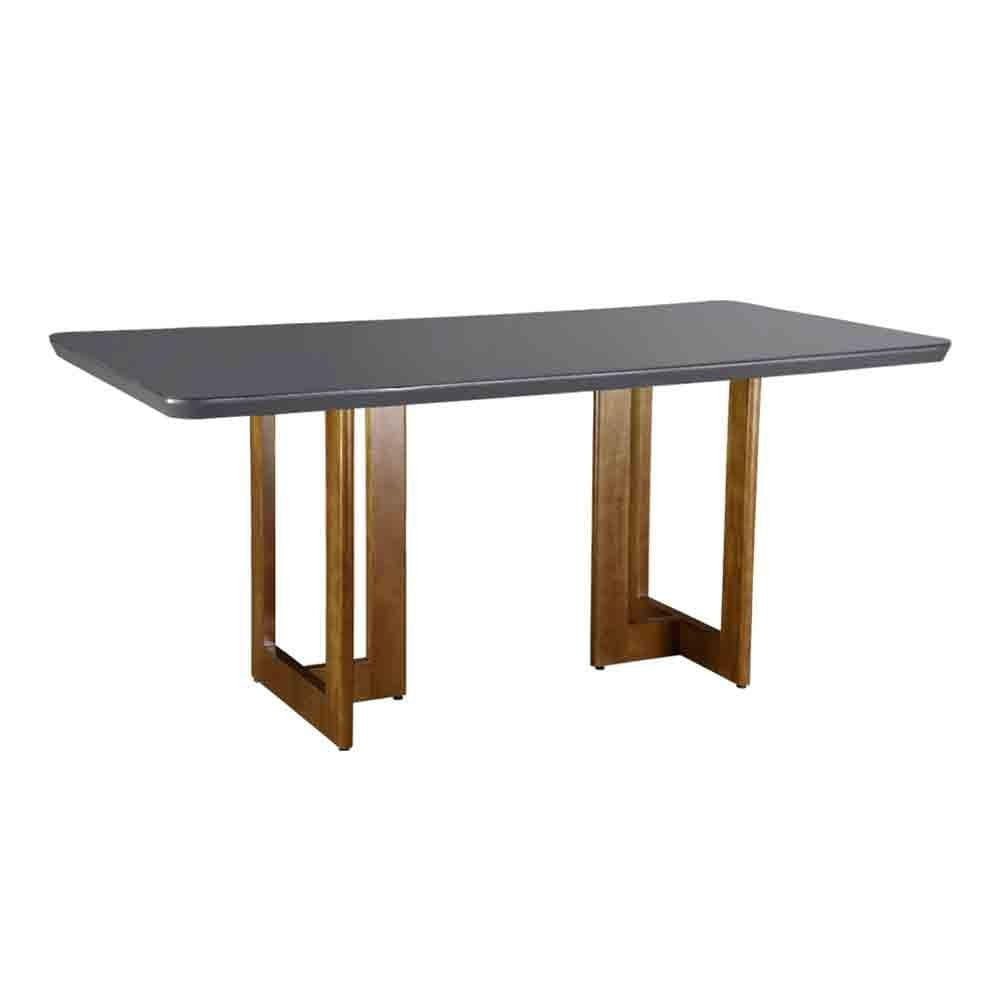 Mesa Patros 180cm Madeira E Vidro Grafite Com Imbuia