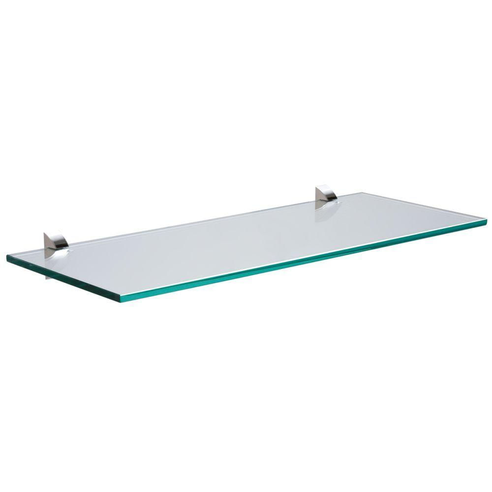 Prateleira De Vidro Tramontina Glass Reta Com Suporte Injetado 400x200x8mm