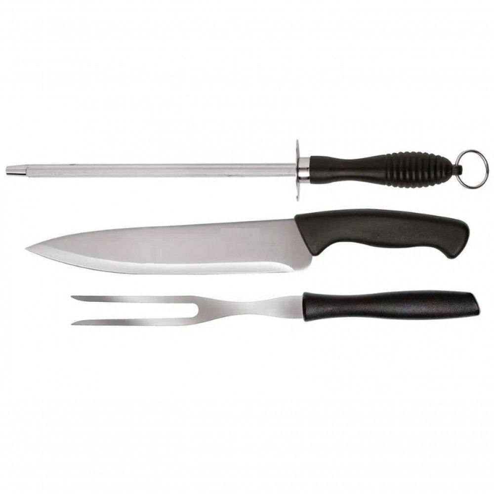 Kit Para Churrasco 3 Peças Style Cabo Preto - Wellhome