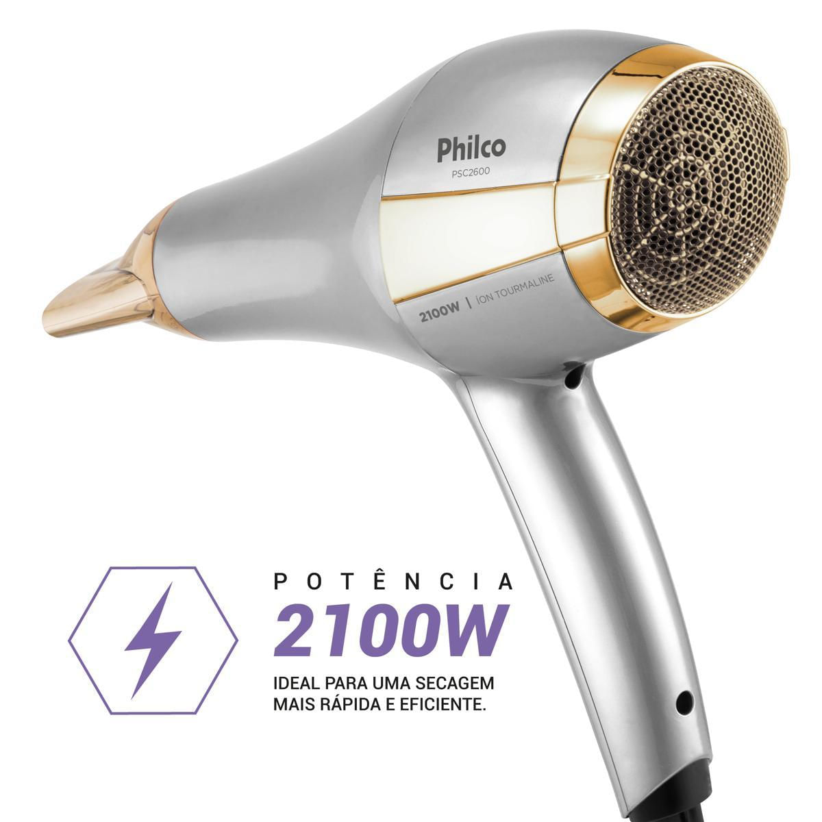 Secador de Cabelos Philco PSC2600 Íons Tourmaline 2100W 127V