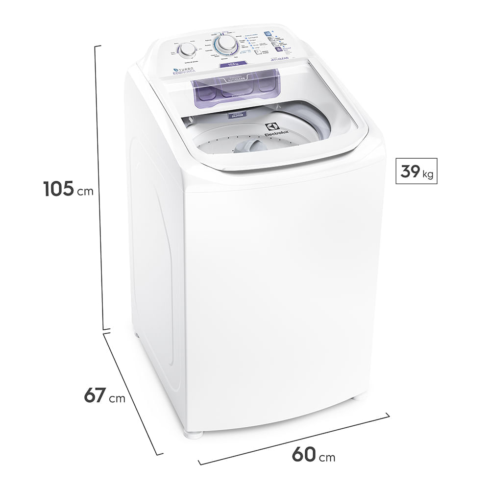 Máquina de Lavar Electrolux 10,5kg Branca Turbo Economia com Jet&Clean e Filtro Fiapos (LAC11) 127V