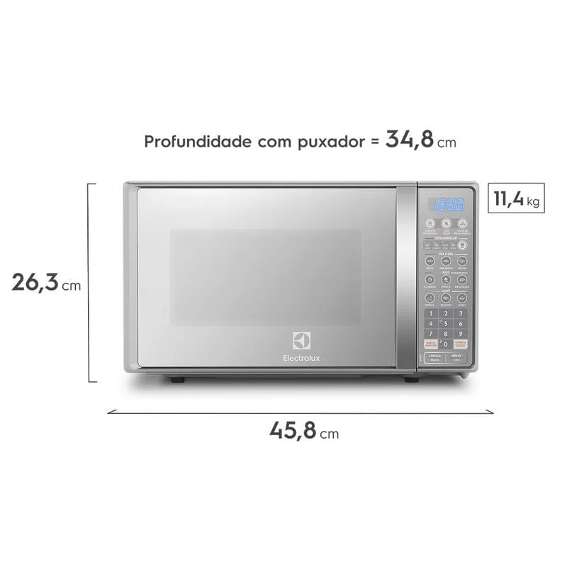 Micro-ondas Electrolux 20L cor Inox Espelhado com Função Tira Odor (MT30S) 127V