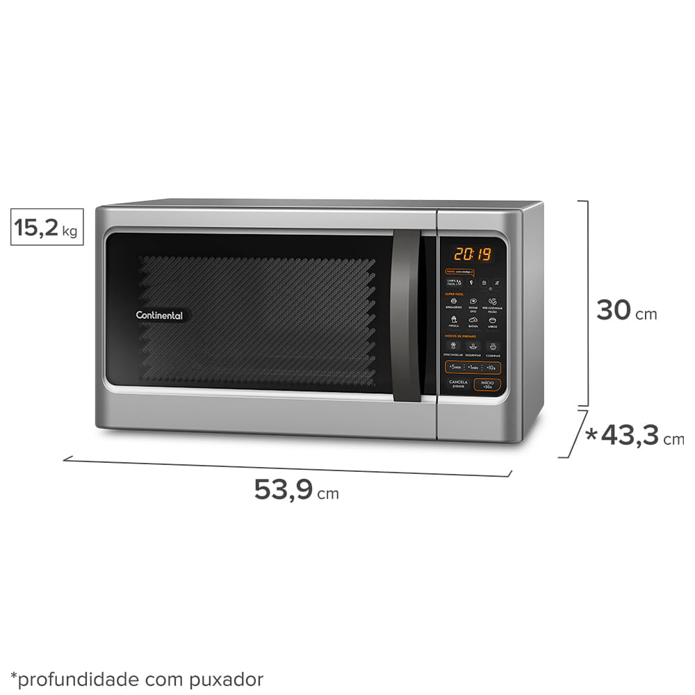 Micro-ondas Continental Prata 34 Litros com Função Descongelar (MC34S) 127V