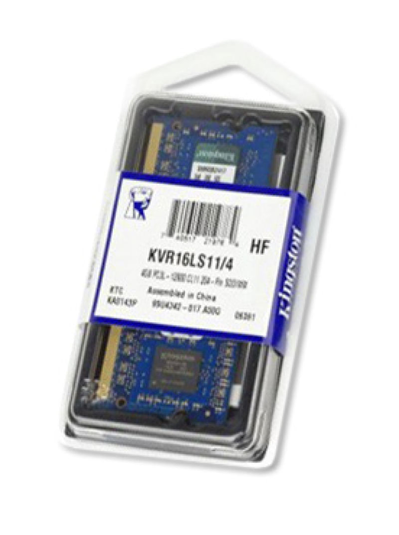 Memória Kingston SODIMM 4GB 1600MHz DDR3L CL11 - KVR16LS11/4  P/ Notebook