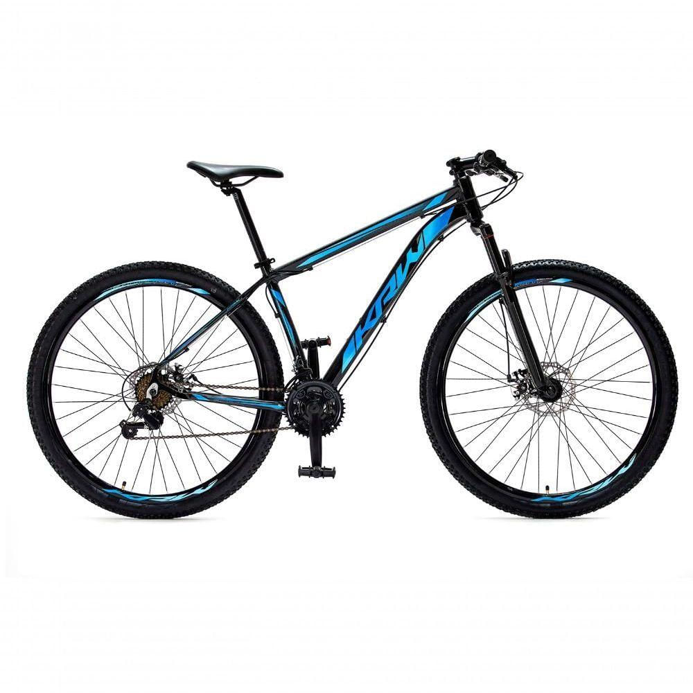 Bicicleta Aro 29 Krw Alumínio Shimano 24 Vel Freio A Disco Suspensão Mountain Bike S4 19 Preto-Azul
