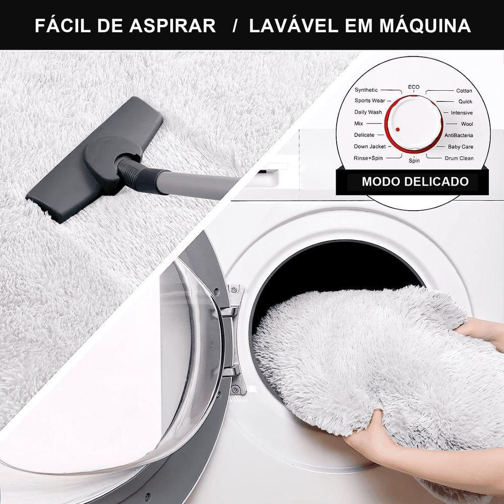 Tapete Sala Felpudo Peludo Redondo 200 Cm Branco