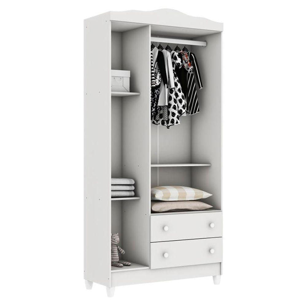 Berço Americano Mini Cama E Guarda Roupa Mel Flat Branco Brilho - Carolina