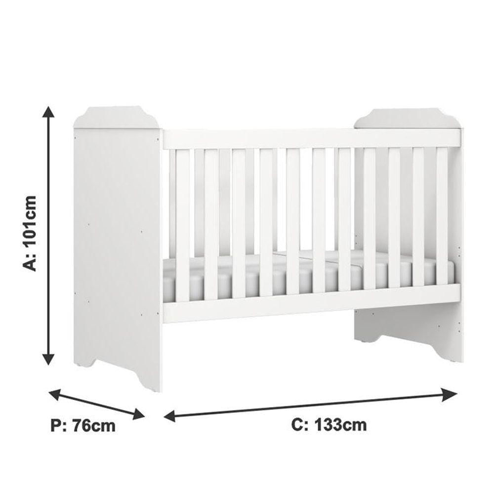 Berço Americano Mini Cama E Guarda Roupa Mel Flat Branco Brilho - Carolina