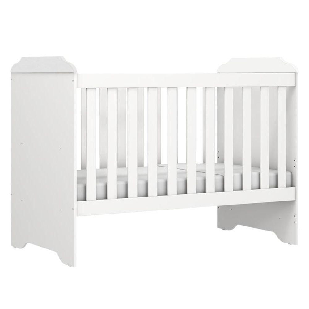 Berço Americano Mini Cama E Guarda Roupa Mel Flat Branco Brilho Com Colchão Gazin - Carolina