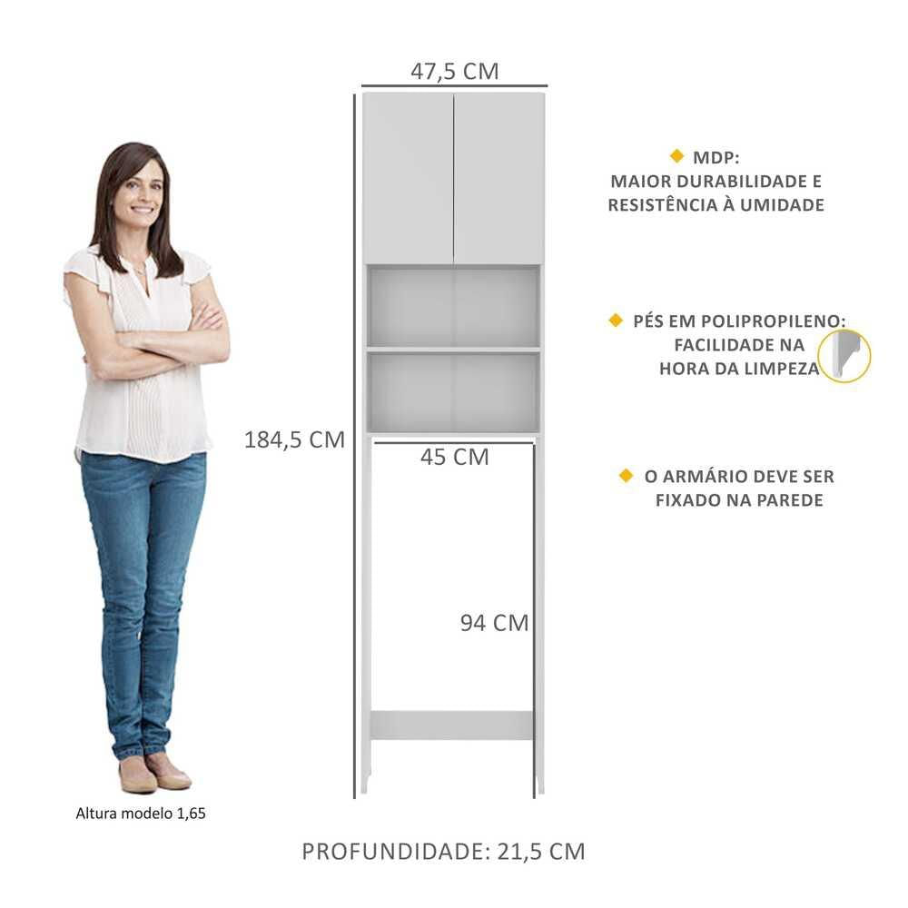 Armário de Banheiro para Vaso Sanitário Multimóveis com 2 portas FG2540 Branco