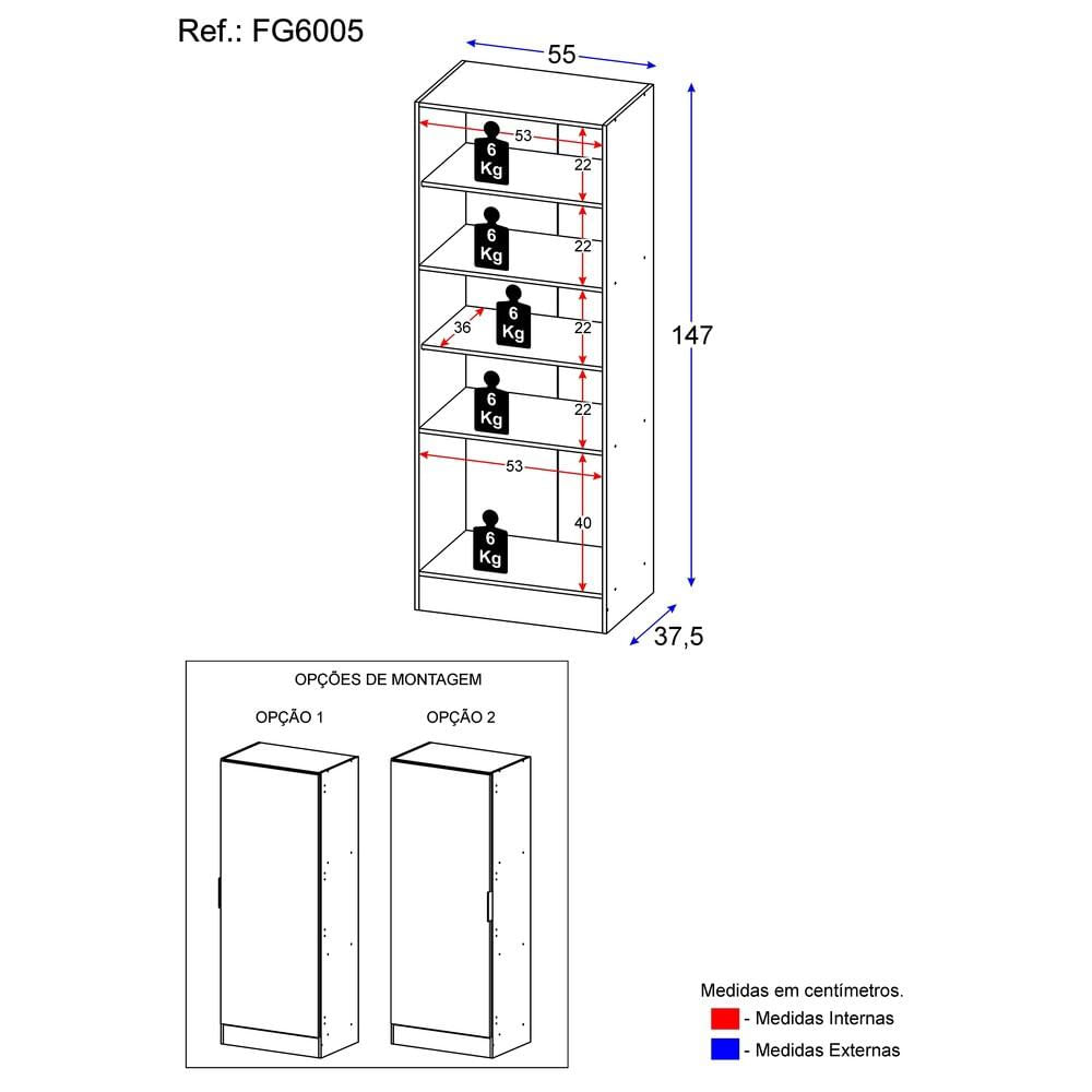 Sapateira 1 Porta Multimóveis Jade FG6005 Preta