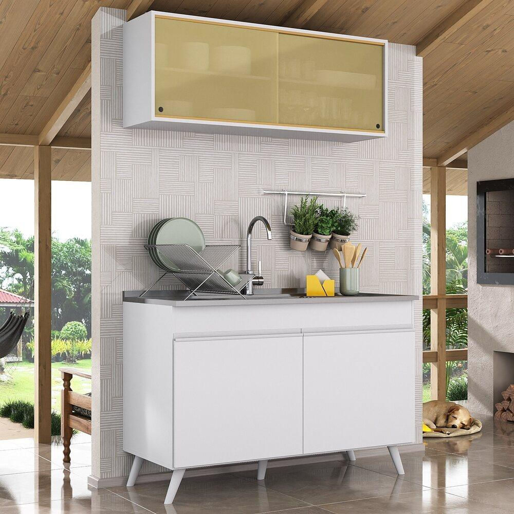 Armário de Cozinha Compacta 2 peças Veneza Multimóveis MP2140.891 Branco