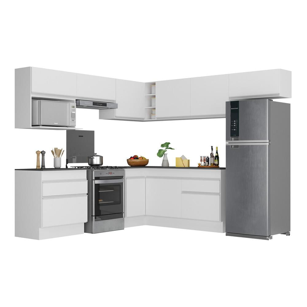 Armário de Cozinha Completa de Canto com Rodapé Veneza Multimóveis MP2106.891 Branco