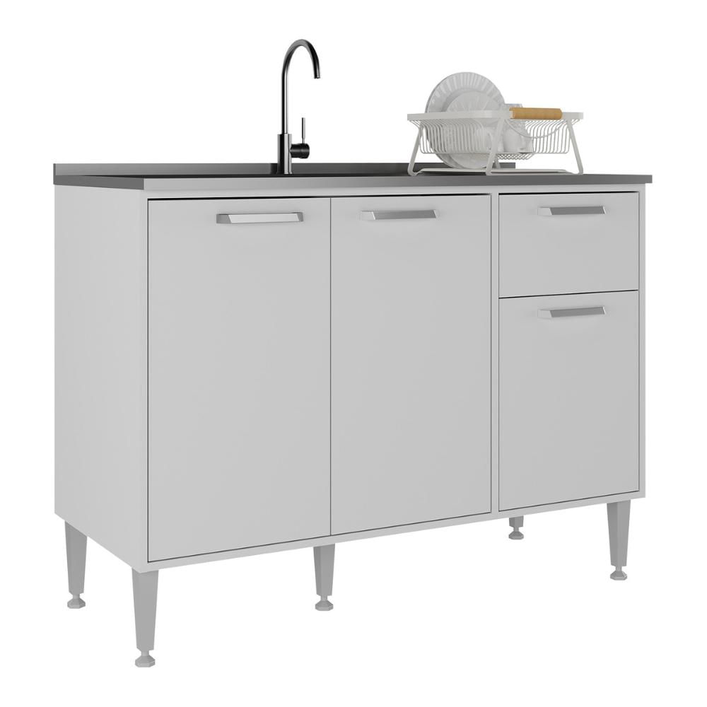 Balcão de Cozinha Gabinete Pia 105cm 3 Portas 1 Gaveta Siena Multimóveis MP2190