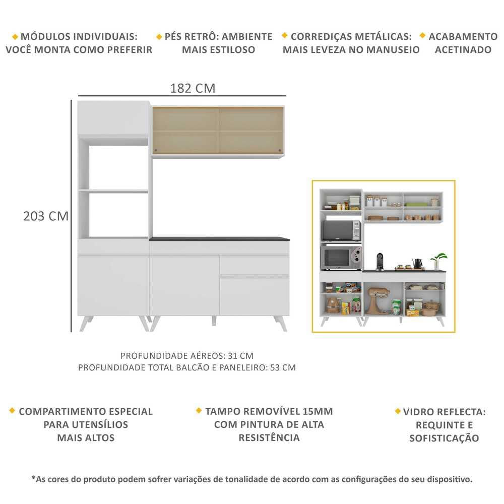 Armário de Cozinha Compacta 3 peças MP3695.891 Veneza Branco