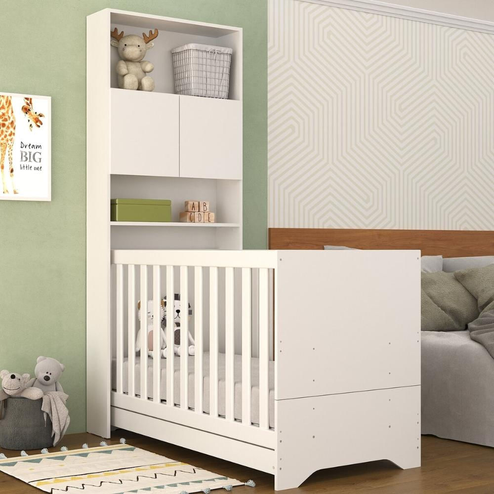 Quarto Infantil com Berço 3x1 Nina Multimóveis Branco