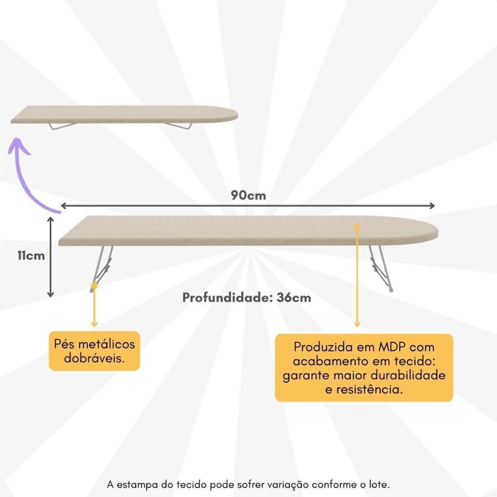 Mesa Tábua de Passar Roupas Portátil Multimóveis CR30037 Bege
