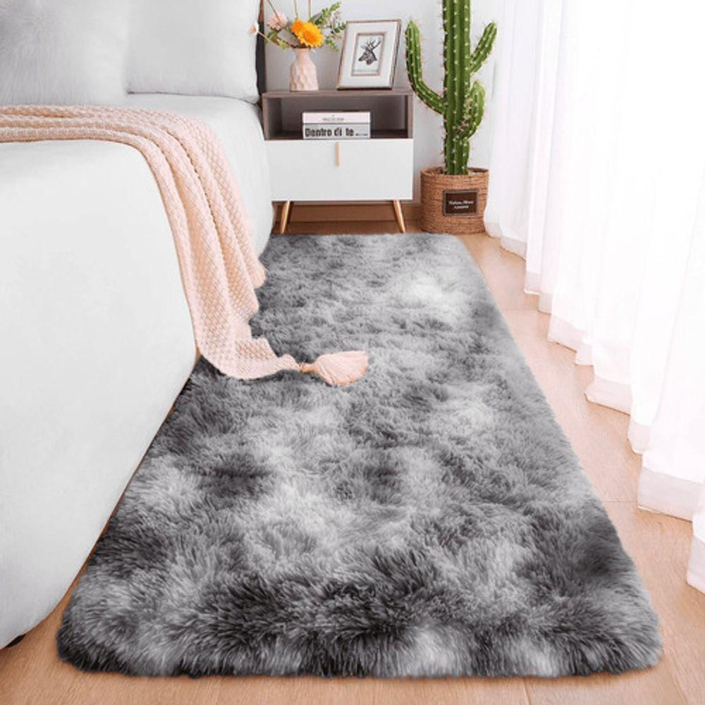 Passadeira Quarto Felpudo Peludo Mesclado Cinza 60 X 180 Cm