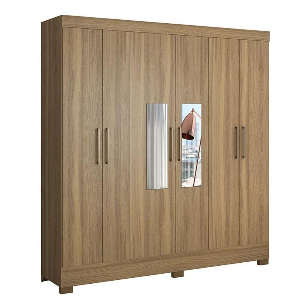 Guarda Roupa Casal Prático Amêndola Touch Com Espelho - Demóbile