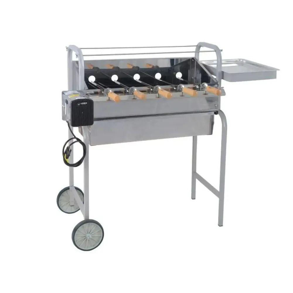 Churrasqueira Lobo California Inox 430 Super Braseiro Em Alumínio Com 5 Espetos Modelo Inox