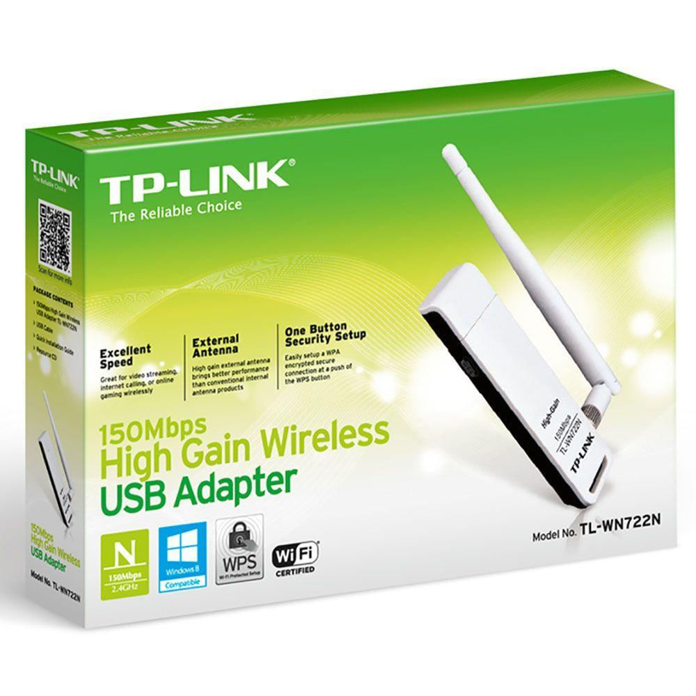 Adaptador Usb Wireless Tp-link Tl-wn722n 150mbps 2 Antena Removivel