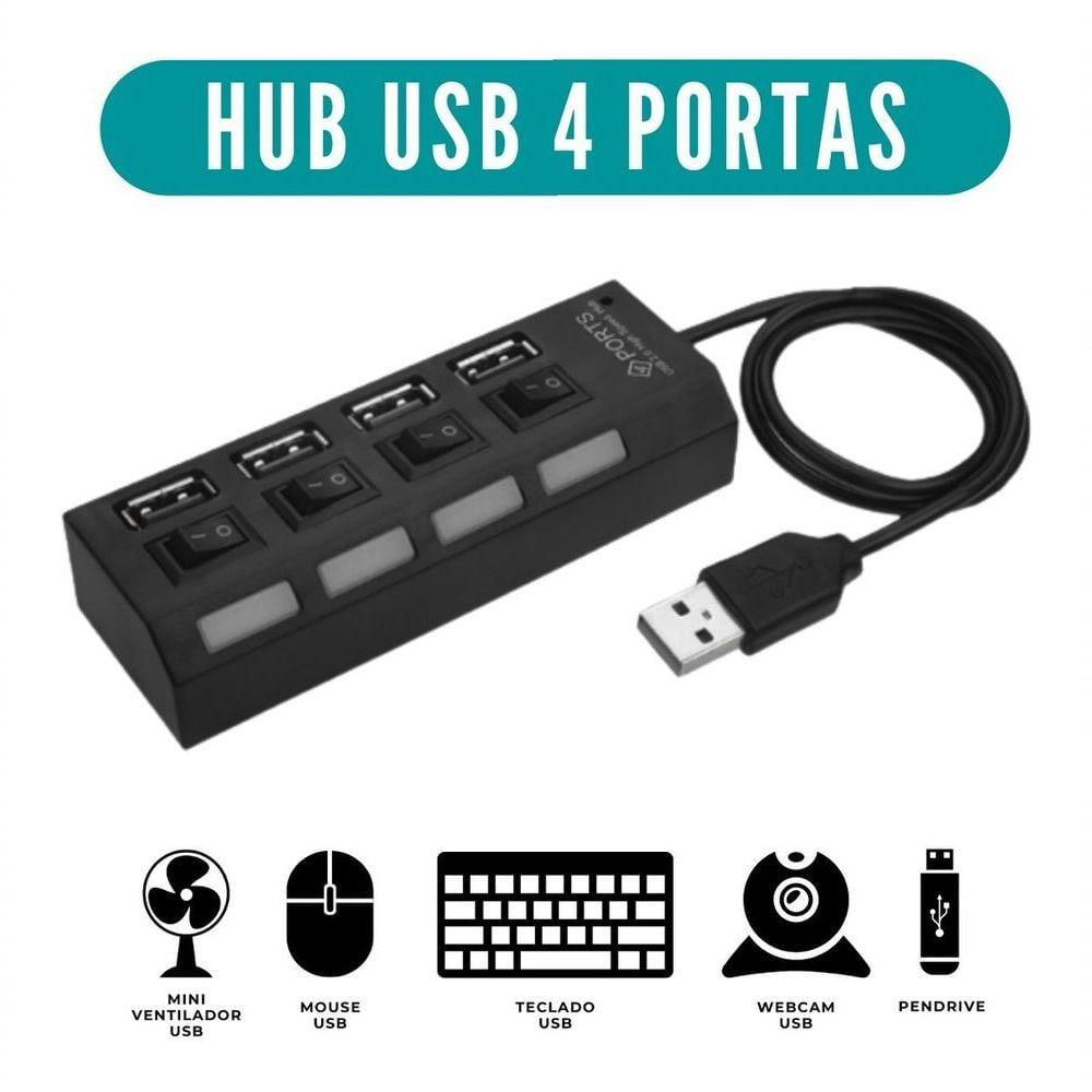 Cabo Hub Usb Extensor 2.0 4 Portas High Speed Pendrive Mouse