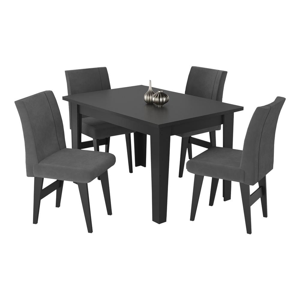 Conjunto Mesa de Jantar 120 cm com 4 Cadeiras Tokio Multimóveis EX1004 Preto/Grafite