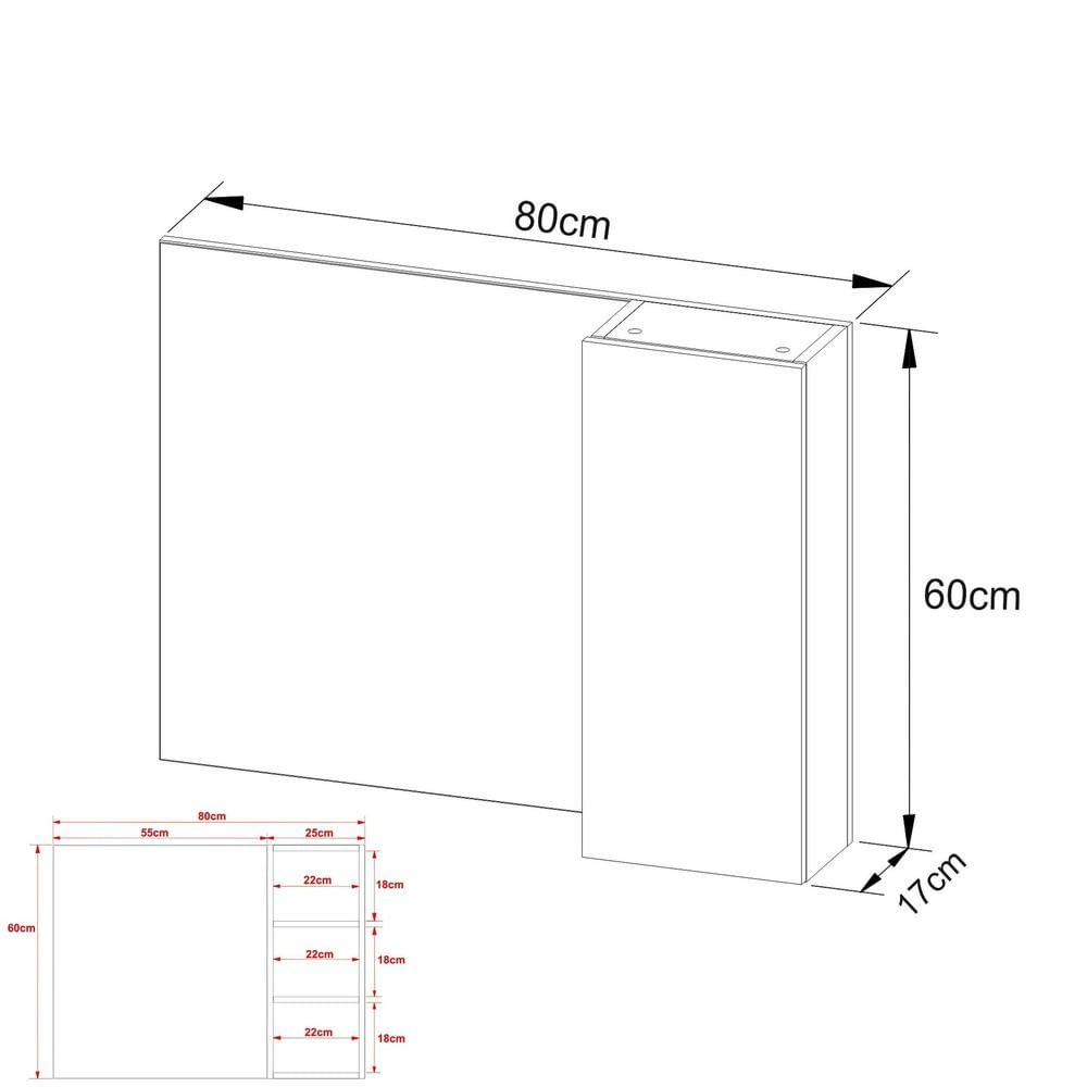 Espelheira para Banheiro 1 Porta 80cm Multimóveis CR10082 Amêndoa