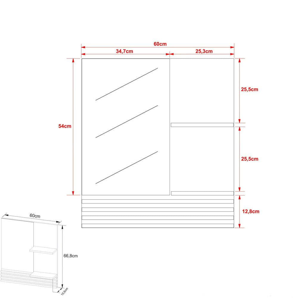 Espelheira para Banheiro 60cm Multimóveis CR10092 Amêndoa